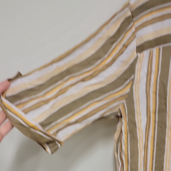 Striped Button-Down Shirt in Olive and Cream - Picture 11 of 16